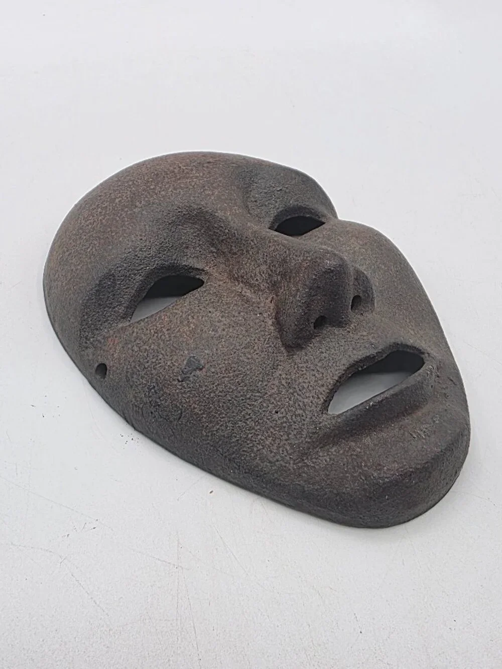 Cast Iron VTG Face Mask Wall Decor Rare Rustic Primitive Industrial Gothic Art